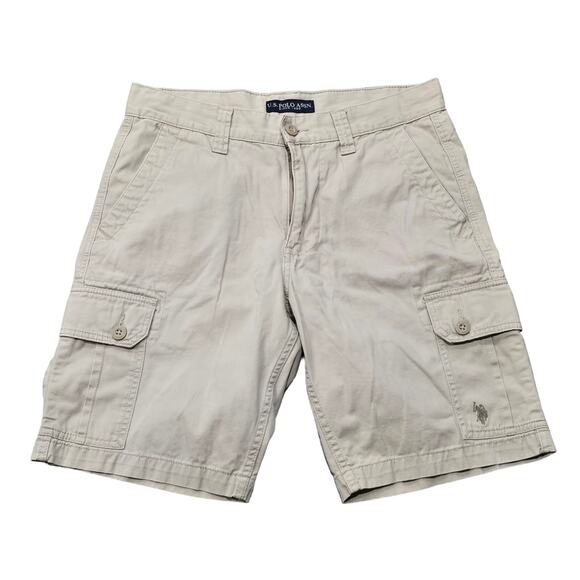 US Polo Assn. Tan Cargo Shorts Men Size 32 100% Cotton Dress Short Slacks - Picture 1 of 6